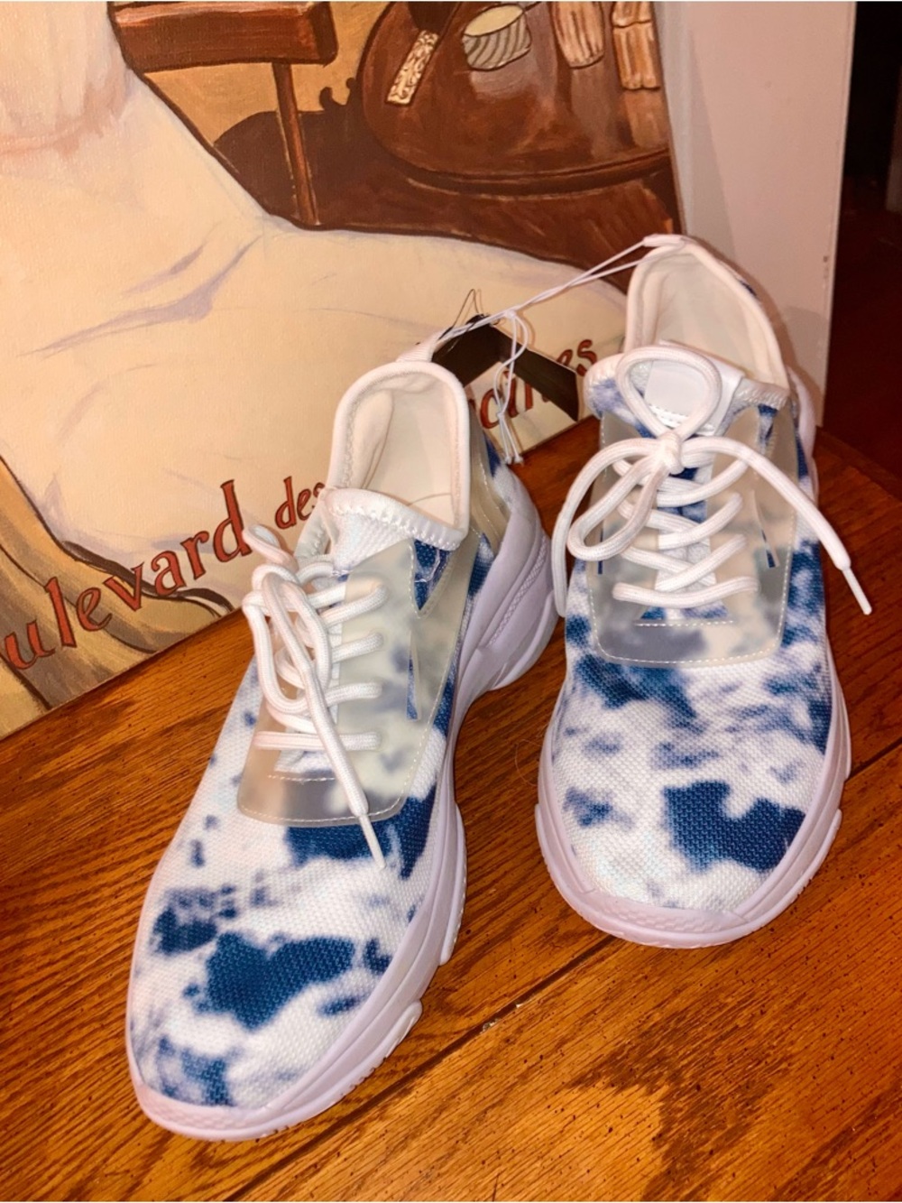 Forever 21 White and Blue Tie-Dye Sneakers
